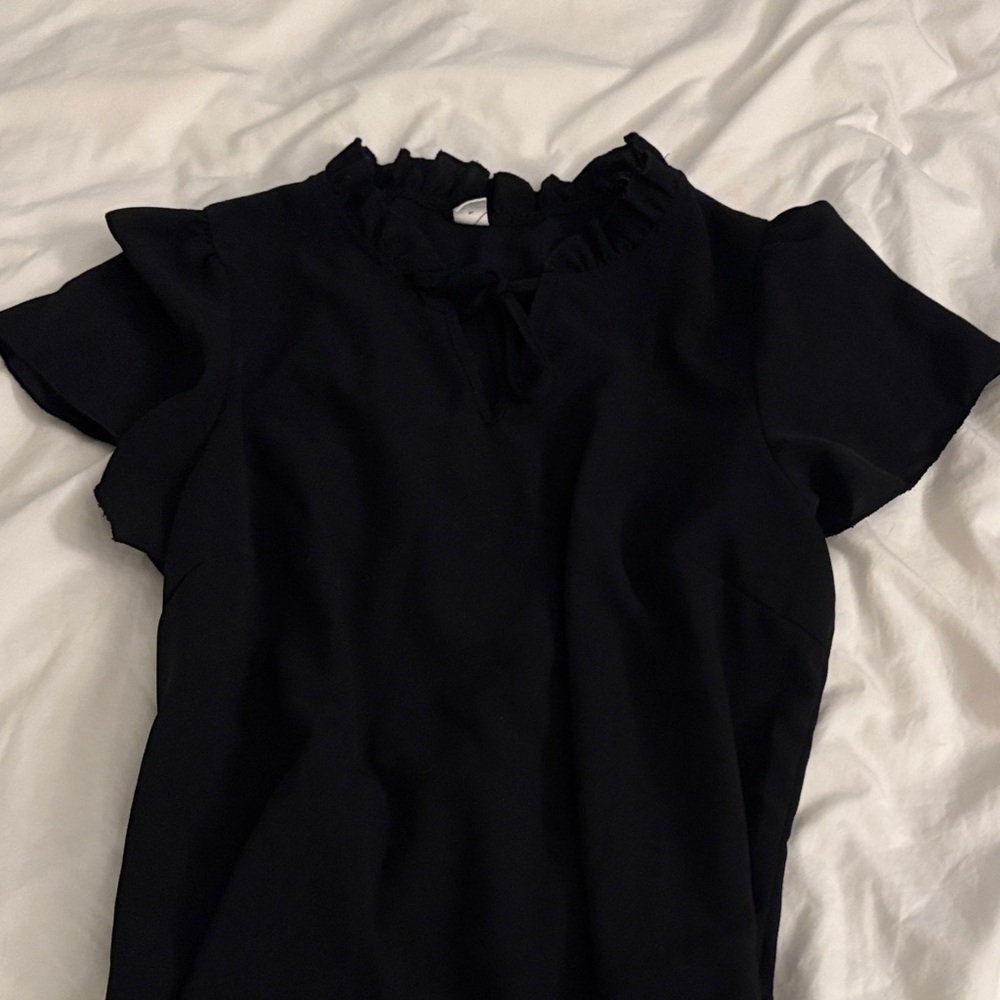 Elegant Black Ruffled Women's Blouse